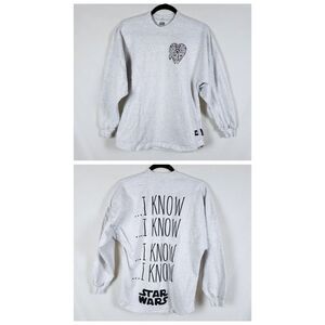 Star Wars Spirit Jersey Han Solo "I Know" T-Shirt Womens XS Oversized Gray